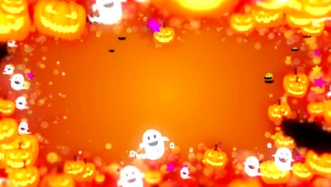 Cute-Halloween-Party-auf-orangem-Hintergrund,-Schleife