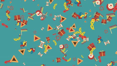 Purim-holiday-flat-design-animation-background-with-traditional-symbols