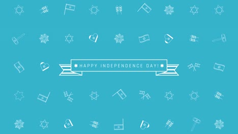 Israel-Independence-Day-holiday-flat-design-animation-background-with-traditional-outline-icon-symbols-and-english-text