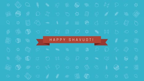 Fondo-de-animación-Shavuot-fiesta-diseño-plano-con-símbolos-de-esquema-tradicional-icono-y-texto-en-inglés