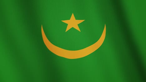 Animación-que-agita-la-bandera-de-Mauritania.-Pantalla-completa.-Símbolo-del-país