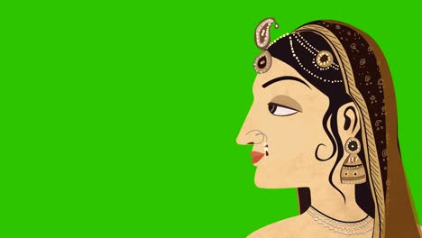 Traditionelle-indische-Hindu-Frau-auf-einem-grünen-Bildschirm
