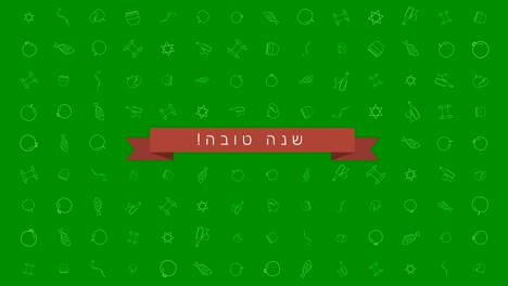 Rosh-Hashanah-holiday-flat-design-animation-background-with-traditional-outline-icon-symbols-and-hebrew-text