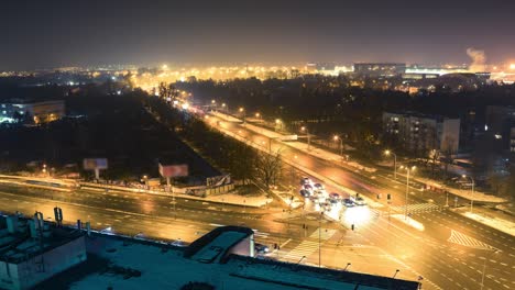 Night-time-lapse-of-busy-crossroad