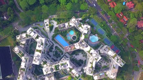 Aerial-view-Top-view-of-Modern-condominium-in-Singapore-City