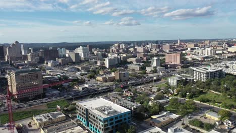 Aerial-of-Downtown-Austin,-Texas