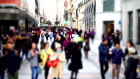 Menschen-auf-den-Straßen-von-Madrid.-Out-of-Focus.-Slow-Motion.-Dreharbeiten-in-Spanien.