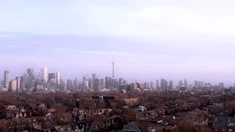 4K-Aerial-Establishing-Shot-of-Toronto,-Ontario.