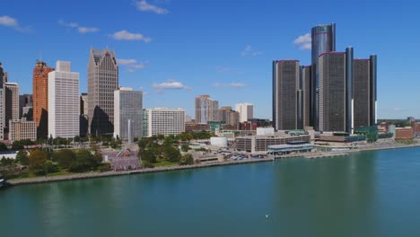 Detroit-Michigan-Stadtansicht-Luftaufnahme-USA