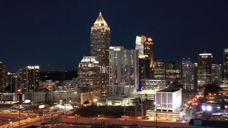 Aerial-of-Atlanta,-Georgia-at-Night