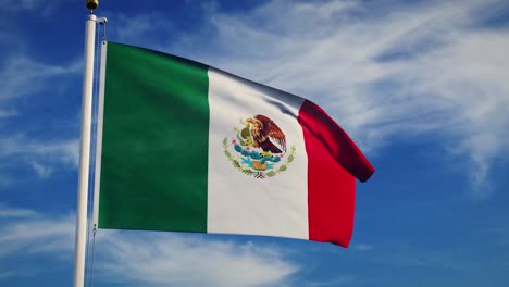 Waving-Mexican-Flag-In-Mexico-City-National-Celebration---4k-30fps-Footage