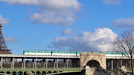 Metro-Train-Eiffel-Tower-Paris-France