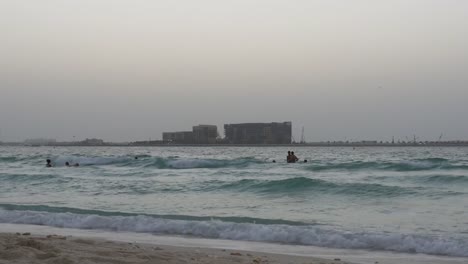 dubai-city-evening-swimming-beach-view-4k-uae