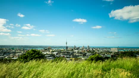 Time-Lapse---Ariel-View-of-Downtown-Auckland,-New-Zealand