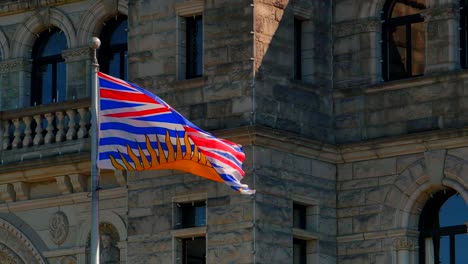 4K-Provincial-Flag-of-British-Columbia-in-Front-of-Legislature-Buildings