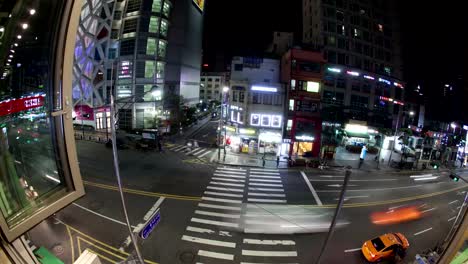 Tráfico-de-timelapse-de-Seúl-en-la-noche,-Corea-del-sur