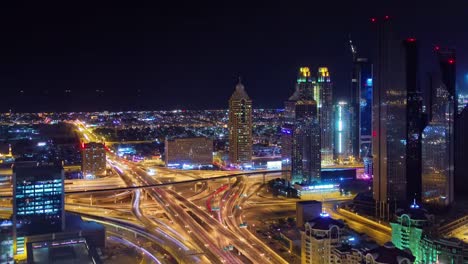 night-illumination-dubai-city-downtown-traffic-road-junction-4k-time-lapse-united-arab-emirates