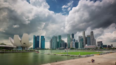 Singapur-Tag-leichte-Kunstmuseum-Panorama-4-k-Zeitraffer