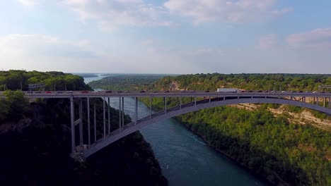 Aerial-of-Bridge-Over-Niagara-Gorge-Between-Canada-and-United-States