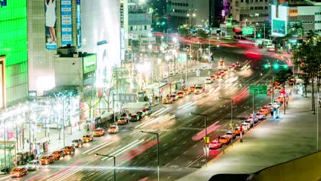 Ciudad-de-Seúl-la-noche-tráfico-Timelapse