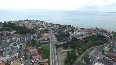 Vista-aérea-de-la-iglesia-de-Bonfim,-ciudad-de-Salvador,-Brasil