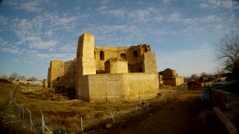 ruined-ancient-castle,-near-the-border-between-Turkey-and-Syria