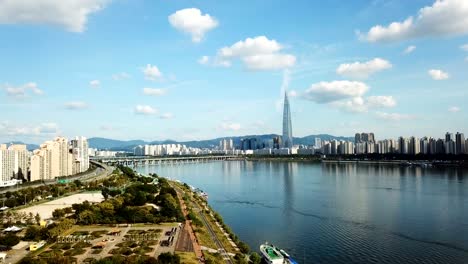 Luftaufnahme-von-Seoul-City-Skyline,-Südkorea