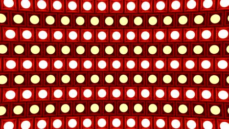 Lights-flashing-wall-bulbs-pattern-rotation-stage-red-background-vj-loop