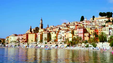 4K-Menton,-Cote-d'azur,-France-riviera.-Menton-is-a-commune-in-the-Alpes-Maritime-in-the-Provence-Alpes-Côte-d'Azur-region-in-southeastern-France.-It-is-nicknamed-perle-de-la-France-(Pearl-of-France)
