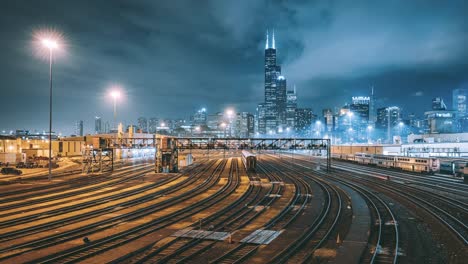 Lapso-de-tiempo-la-noche-horizonte-de-Chicago