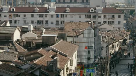 Schönen-Herbstnachmittag-mit-einem-fantastischen-Blick-über-die-Innenstadt-von-Zentrum-der-Stadt.-Shanghai-China,-Juli-2018.