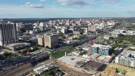 Aerial-of-Downtown-Austin,-Texas