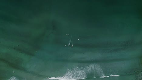 Birds-eye-View-of-Surfers-Catching-the-Waves