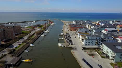 Beautiful-aerial-view-of-Malmo-neighbourhood,-Sweden-from-above.