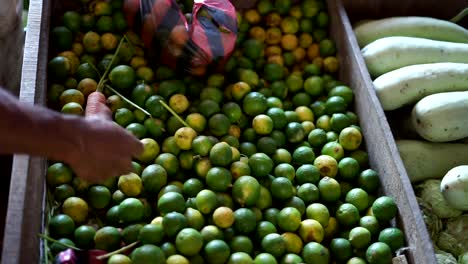 Vegetable-vendor-sale-fresh-limes-at-traditional-market