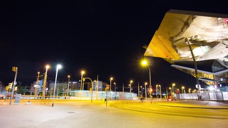 night-light-barcelona-tram-line-near-market-4k-time-lapse-spain