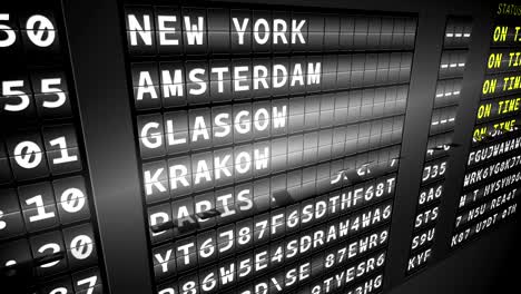 Black-arrivals-board-showing-on-time-flights