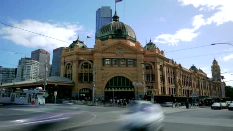 Melbourne-Australien-train-Station-Verkehr-Zeitraffer