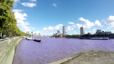 Thames-River,-Waterloo-Bridge,-Time-Lapse,-London