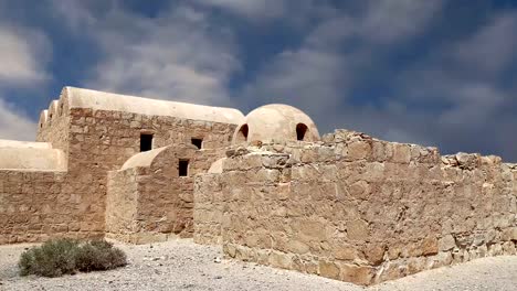 (Qasr)-Quseir-Amra-Wüste-Burg-in-der-Nähe-von-Amman,-Jordanien.-Welterbe-mit-berühmten-Fresken.