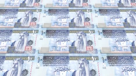 Banknotes-of-ten-jordanian-dinars-of-Jordan-rolling,-cash-money,-loop