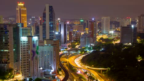 Noche-urbano-Timelapse-Kuala-Lumpur-autopista-tráfico