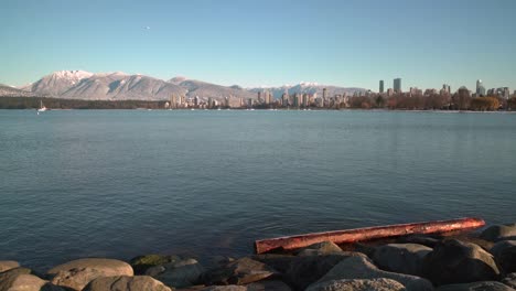 Kitsilano-Beach,-English-Bay-Winter,-Vancouver-4K-UHD