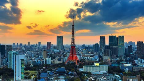 4-K.-tiempo-lapso-ver-puesta-de-sol-en-la-ciudad-de-Tokio-con-la-torre-de-Tokyo-en-Japón