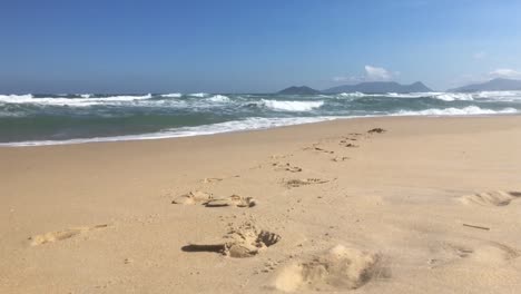 Man-walking-at-the-beach-coming-to-camera