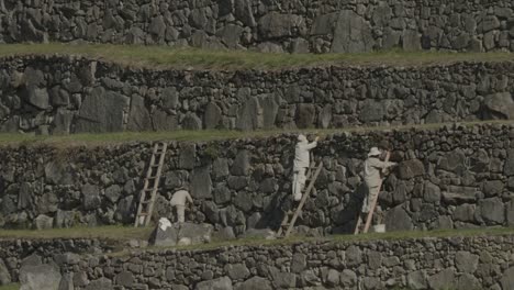 Los-trabajadores-reparacion-terrazas-en-Machupicchu-Perú-con-olas-de-calor.