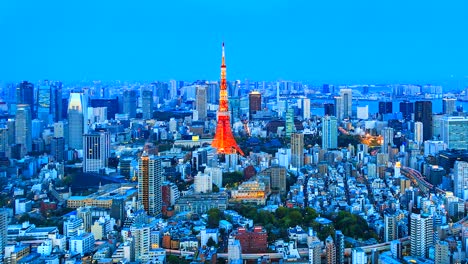 4-K.-Time-Zeitraffer-Ansicht-der-Stadt-Tokio-mit-Tokyo-Tower-in-japan