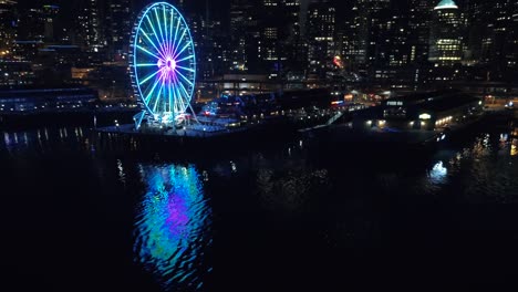 City-Night-Waterfront-Time-Lapse-with-Colorful-Light-Reflection