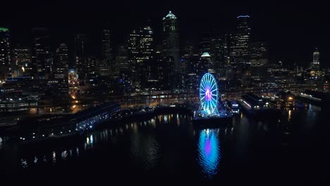 Breathtaking-City-Waterfront-Aerial-Reflection-of-Night-Lights