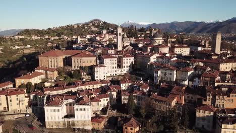 Drone-aerial-view-of-Bergamo---Old-city.-One-of-the-beautiful-town-in-Italy.-Landscape-on-the-city-center-and-its-historical-buildings-during-a-wonderful-blu-day